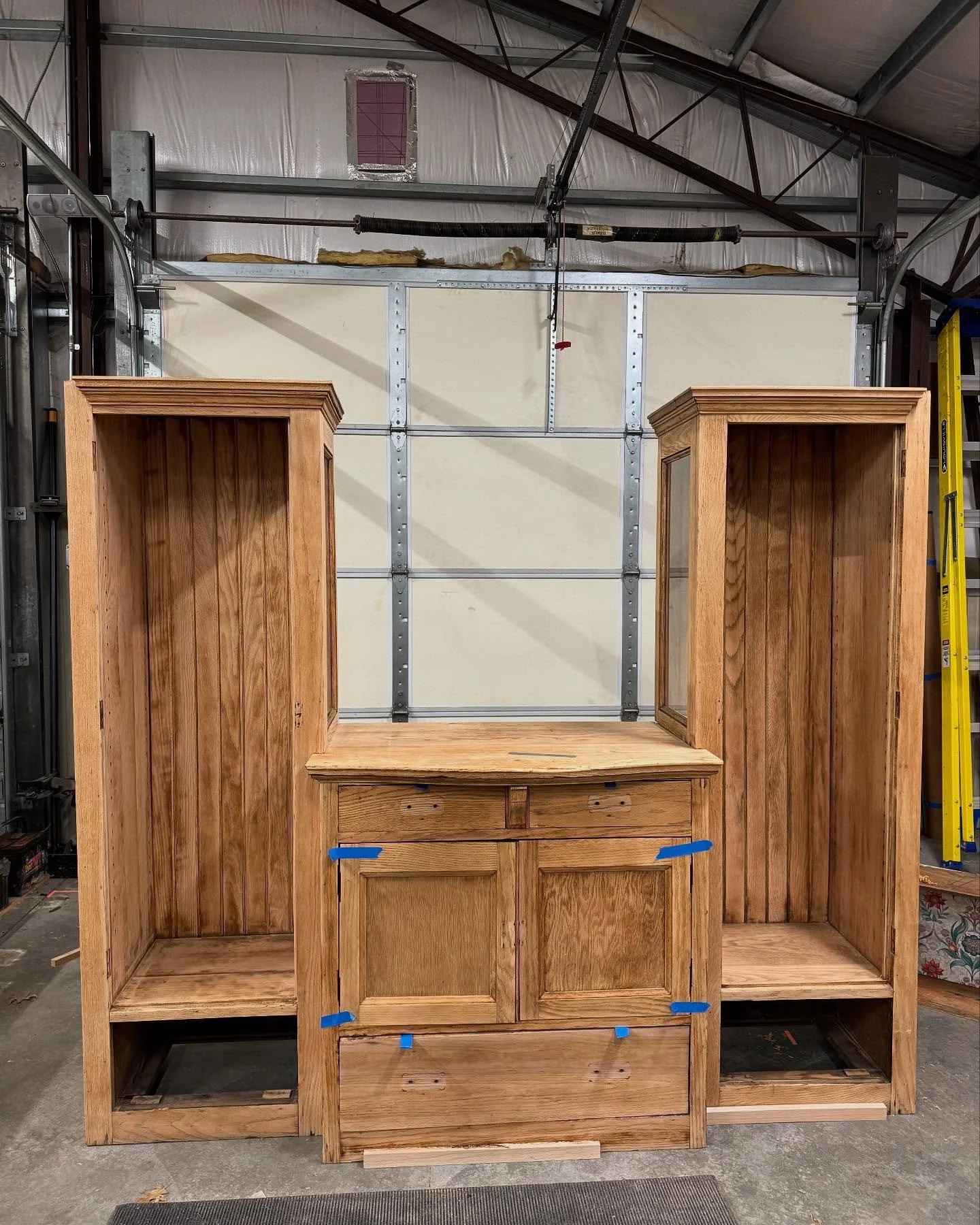 Getting that silver leaf off of this cabinet was a major improvement, it was gratifying uncovering this beautiful oak. I decided we needed some extra upgrades before getting into finishing. 

Getting the trim installed on the sides got us part way th