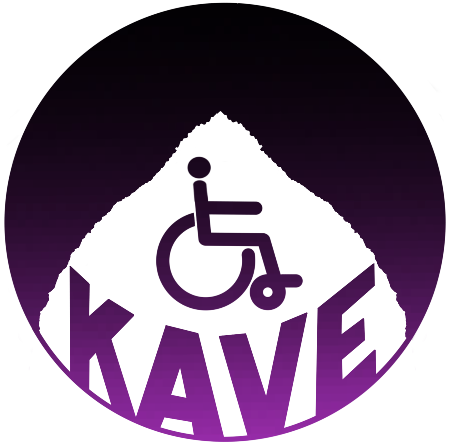 KAVE Consultancy logo featuring a wheelchair accessibility symbol within a cave entrance, representing accessible and inclusive environments.