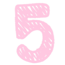 Pink number 5 with pencil sketch style