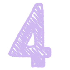 A large, purple number four with a white outline.