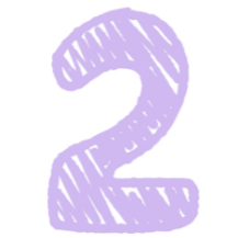 A large, stylized number 2 drawn with light purple and white lines.