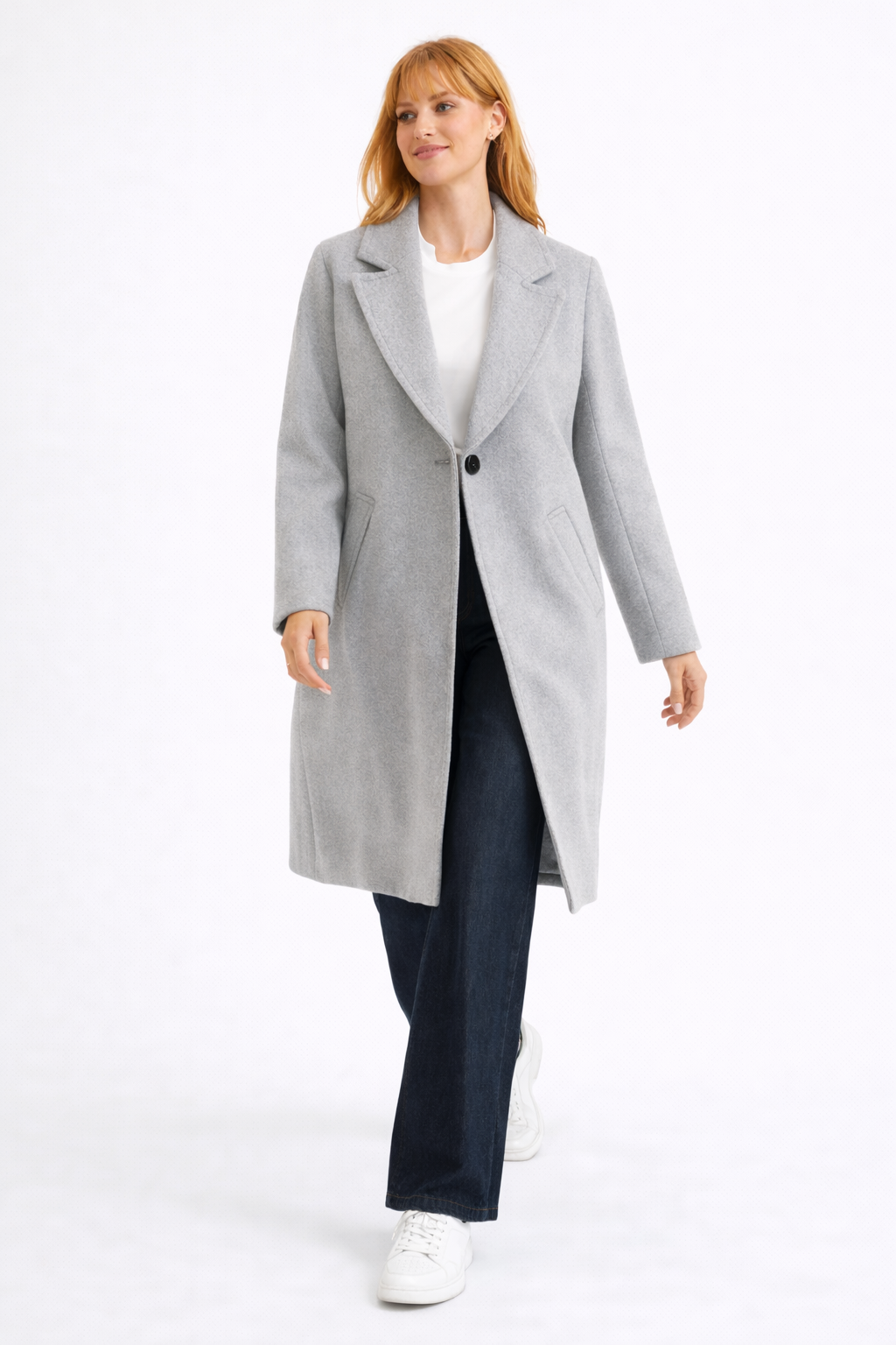 Classic Single-Breasted Top Coat Overcoat (Gray) KJ12000