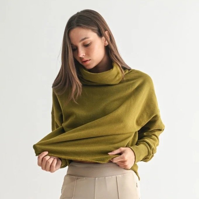 Lounge Layer Long Sleeve Turtleneck Top (Camo Green) KT5548