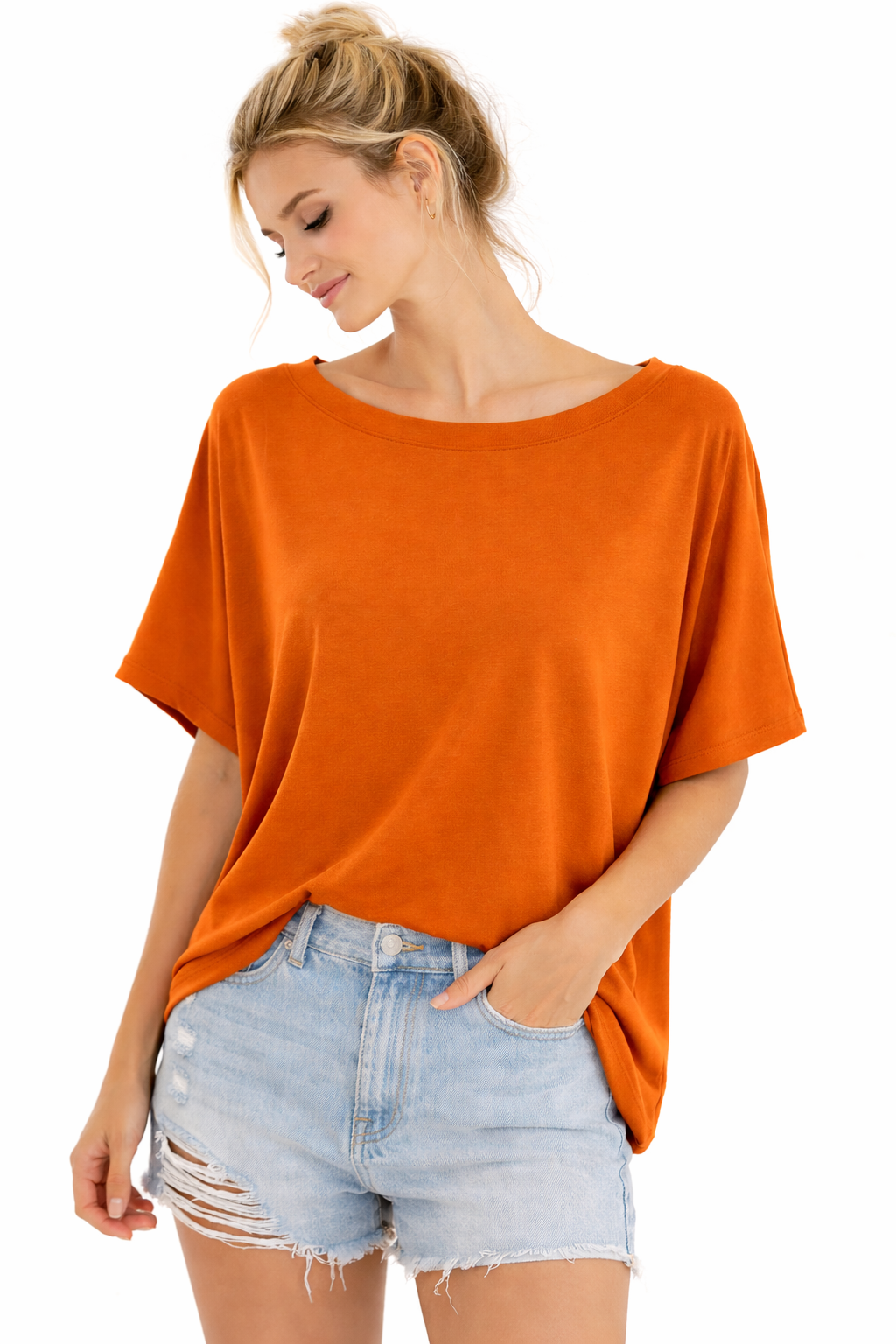 Laguna Boat Neck Top (Burnt Amber) KT5288