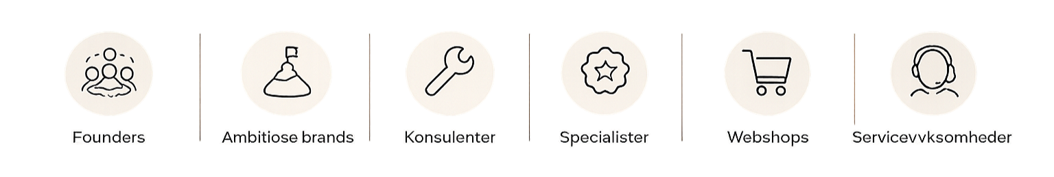 Hvem jeg arbejder med i SW. atelier: Founders, ambitiøse brands, konsulenter, specialister, webshops, servicevirksomheder