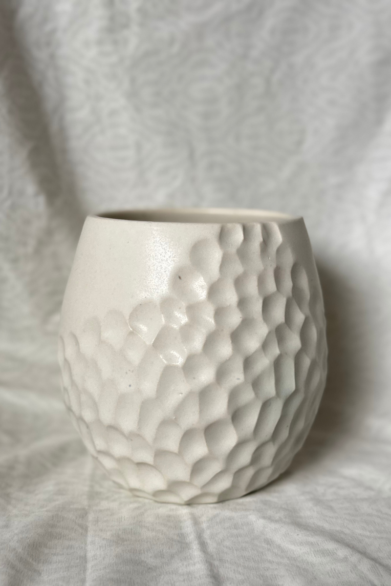 white textured vase