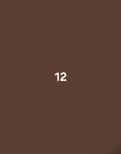 A brown card with the number 12 printed in white in the center.