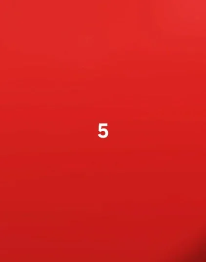 A red background with the number 5 in white centered in the middle.