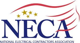 NECA logo with stars and stylized red lines