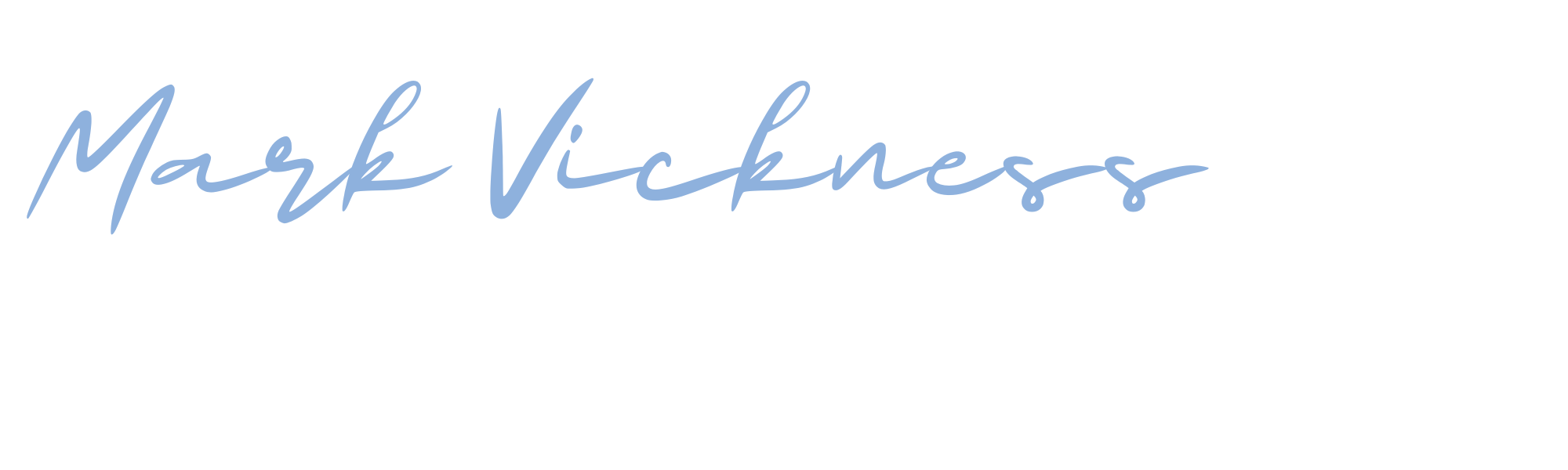 Text reading 'Mark Vickness Interconnected' in blue and white cursive font.