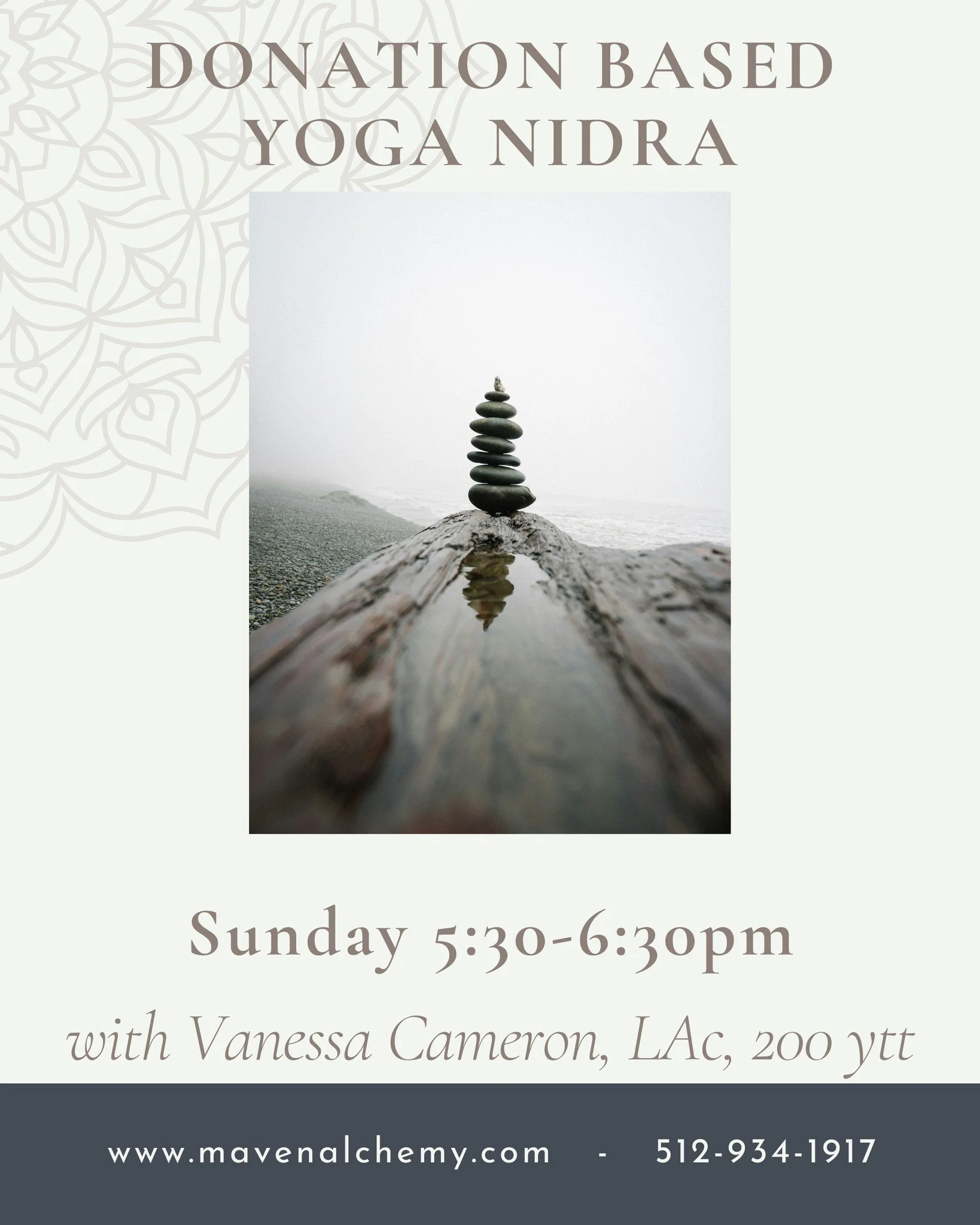 ✨ SUNDAY YOGA NIDRA 5:30-6:30 pm ✨

🦋 Find Peace, Calm, and Balance 🌈 with Yoga Nidra SUNDAY, 5:30-6:30 pm.

Yoga Nidra is a guided meditation done lying down in a supported position that supports deep relaxation and stress relief.

🌞 "All yo