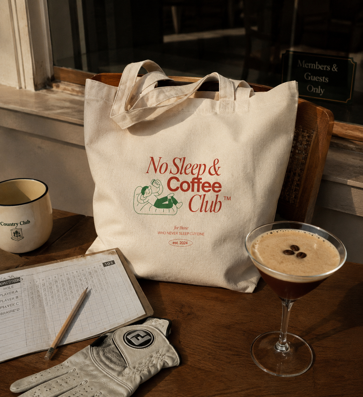 No Sleep and Coffee Club Cotton Canvas Tote Bag
