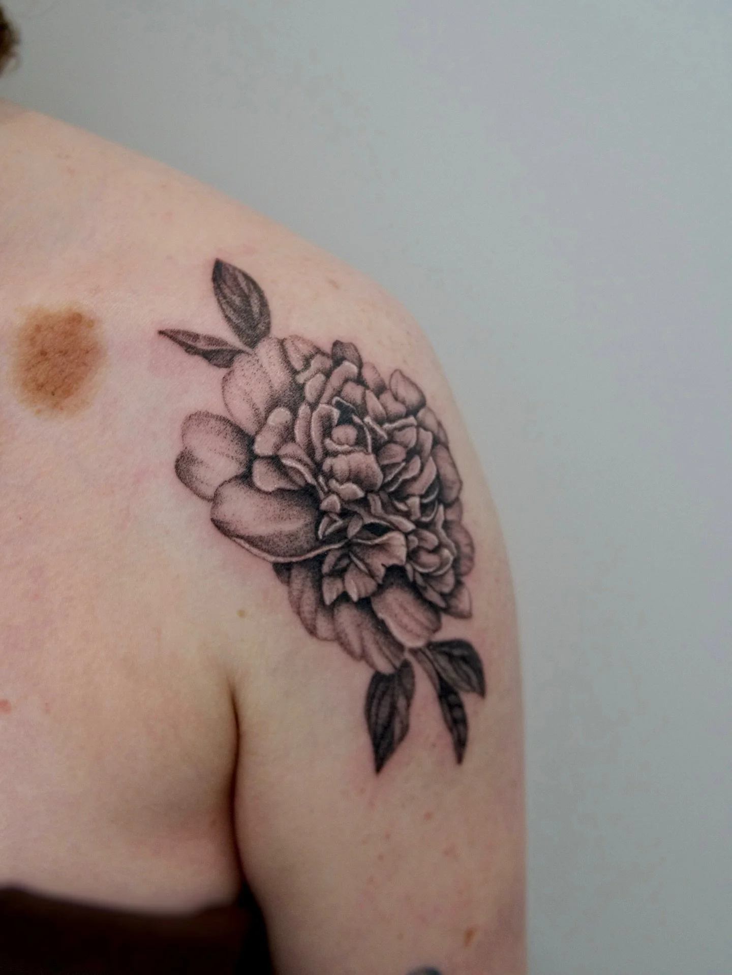 Peony for Tess! Loved the challenge of bringing all the small petal details together. DM me to get your own spring flower! 

#pnwtattoo #seattletattoo #peonytattoo #washingtontattoo #finelinetattoos