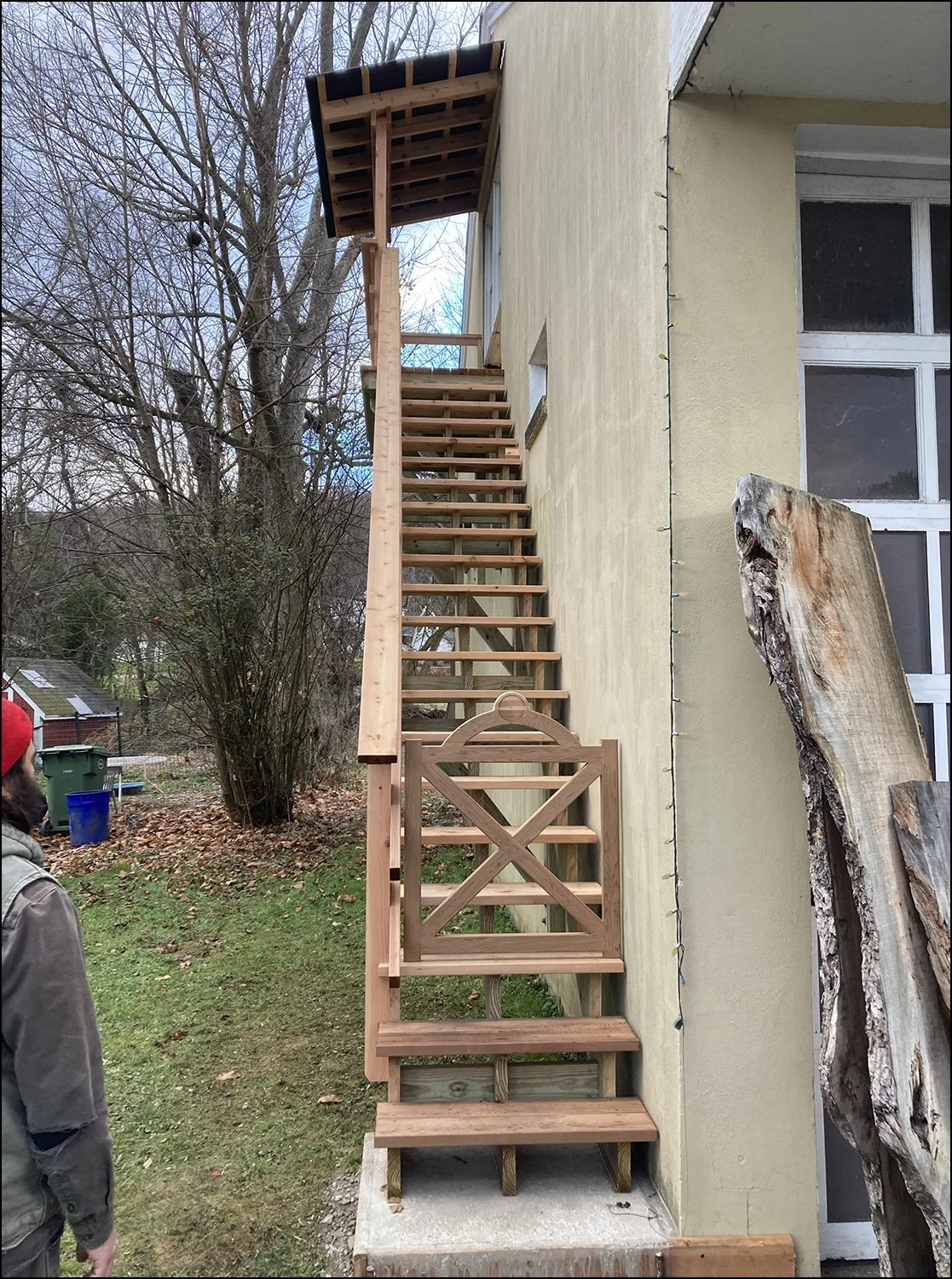 Outdoor staircase, Porch, and Gate