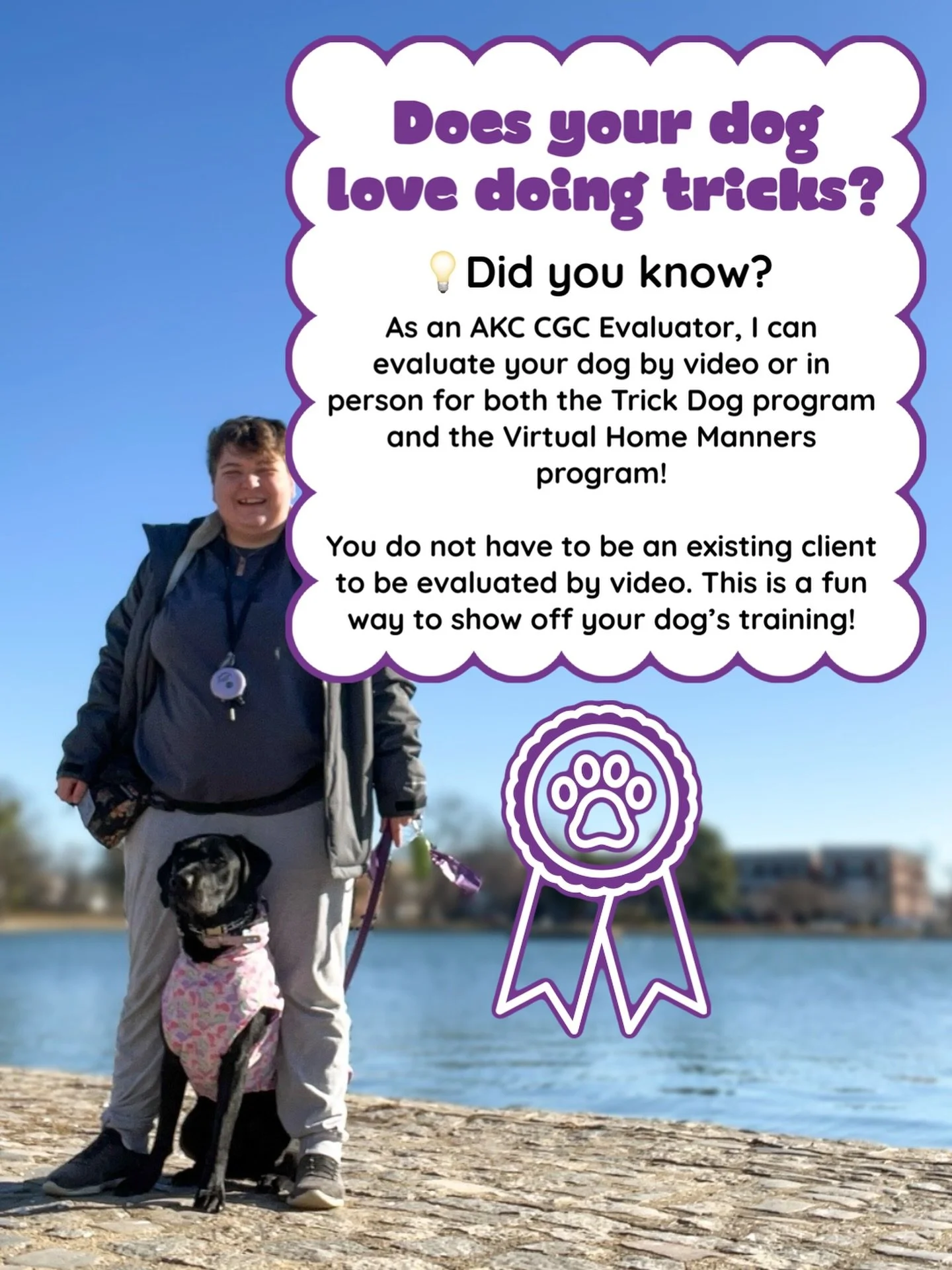 The best way to reach me for questions regarding evals is through the contact form on my website (link in bio), or through email (quillcaninetraining@gmail.com)! 🐾🪶

Your dog does need to be registered through AKC or have an AKC Canine Partners or 