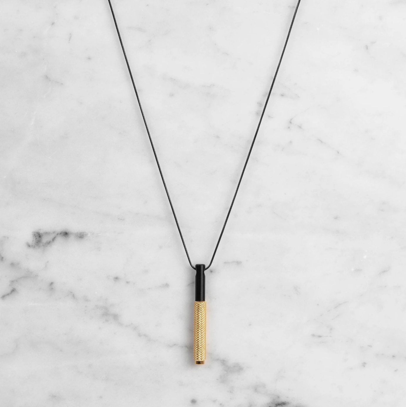 Vertical Cross Knurled Necklace Black and Brass by Buster and Punch