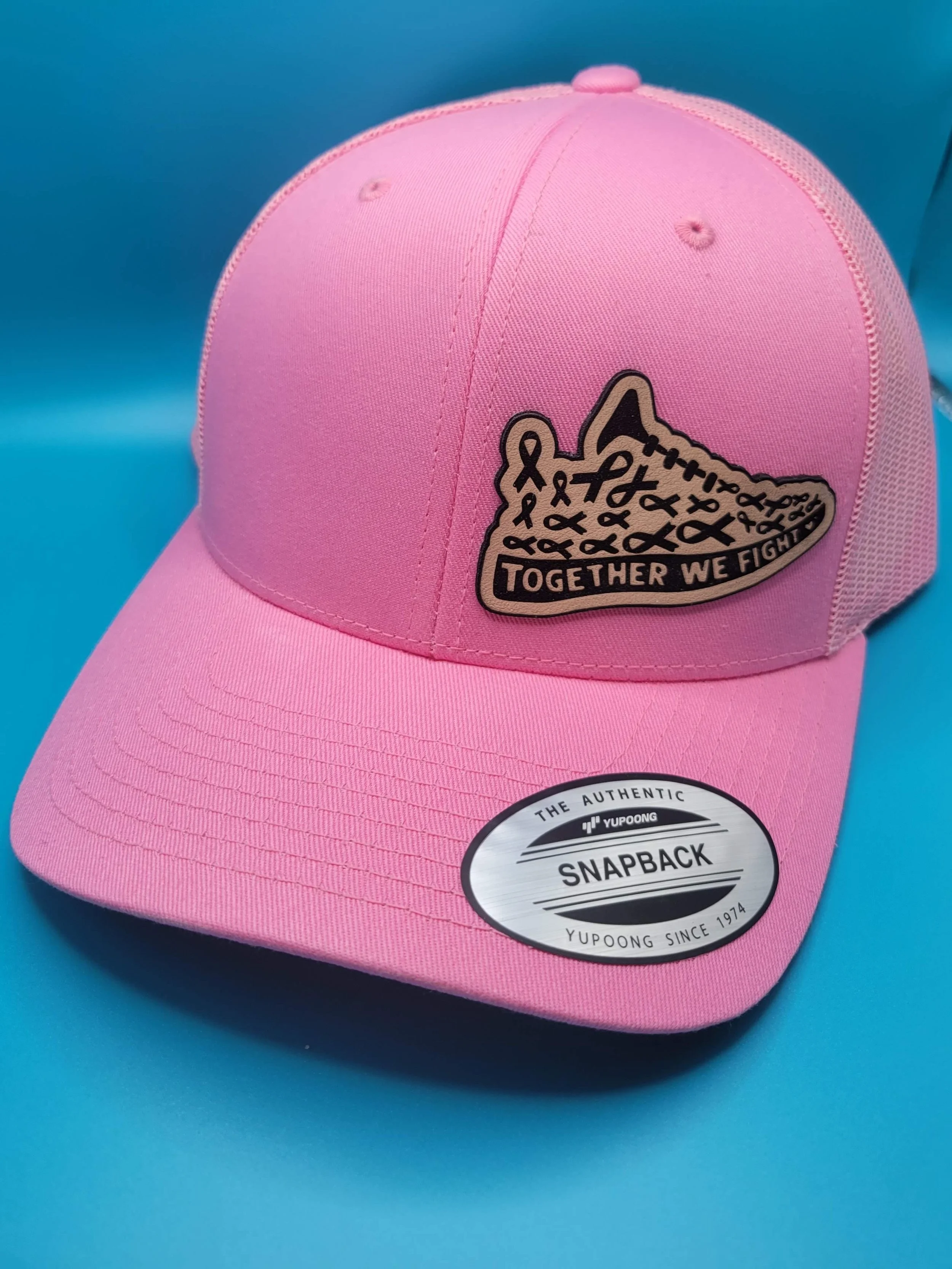 Custom Leather Patch Trucker Hat Yupoong 6606