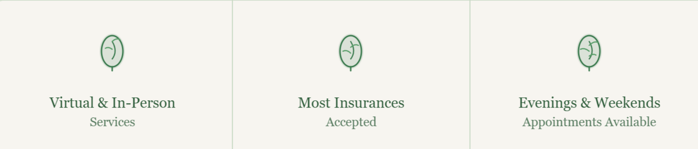 Virtual/inperson, available and most insurances accepted