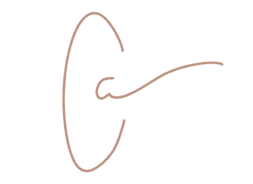 Un dibujo de un ojo visto de perfil con una pupila y ceja, realizado en línea de color marrón claro.