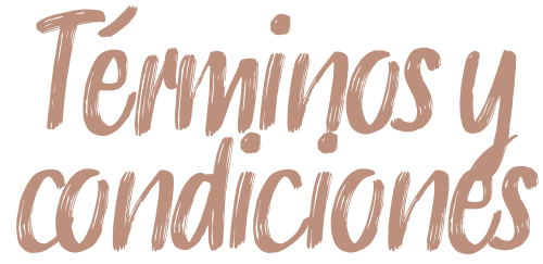 Texto en letra cursiva que dice 'Términos y condiciones' de color marrón claro sobre un fondo transparente.