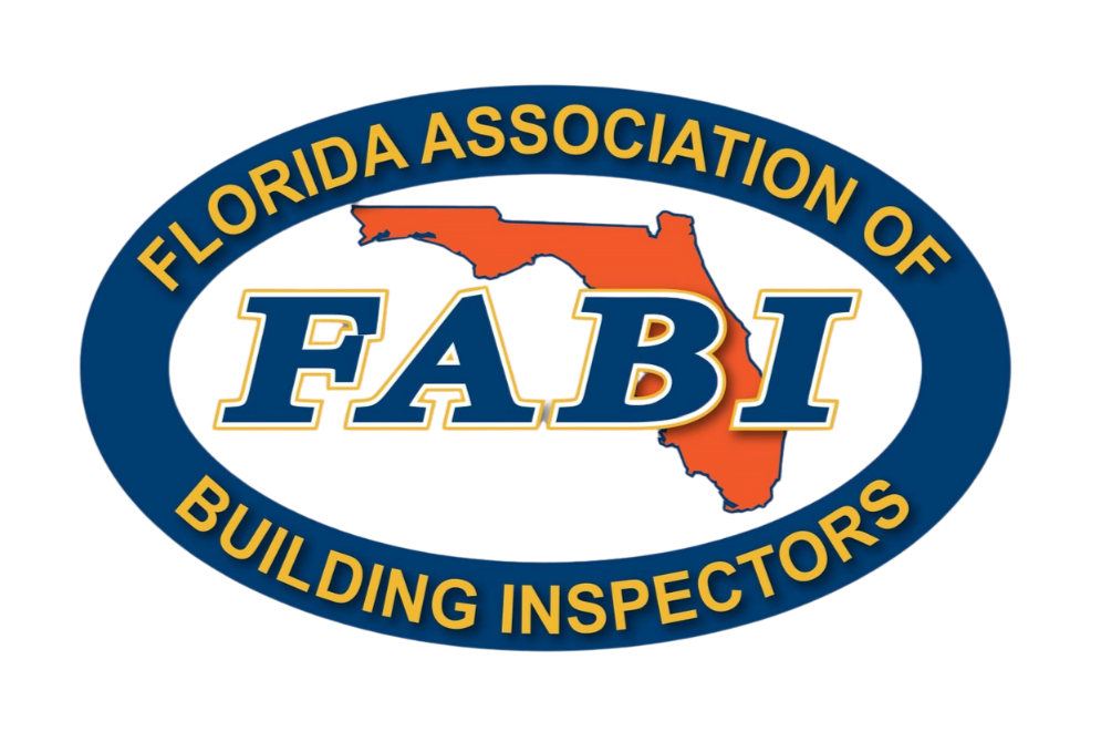 Logo for Florida Association of Building Inspectors, with an oval shape, a background outline of Florida, and the acronym FABI in the center.