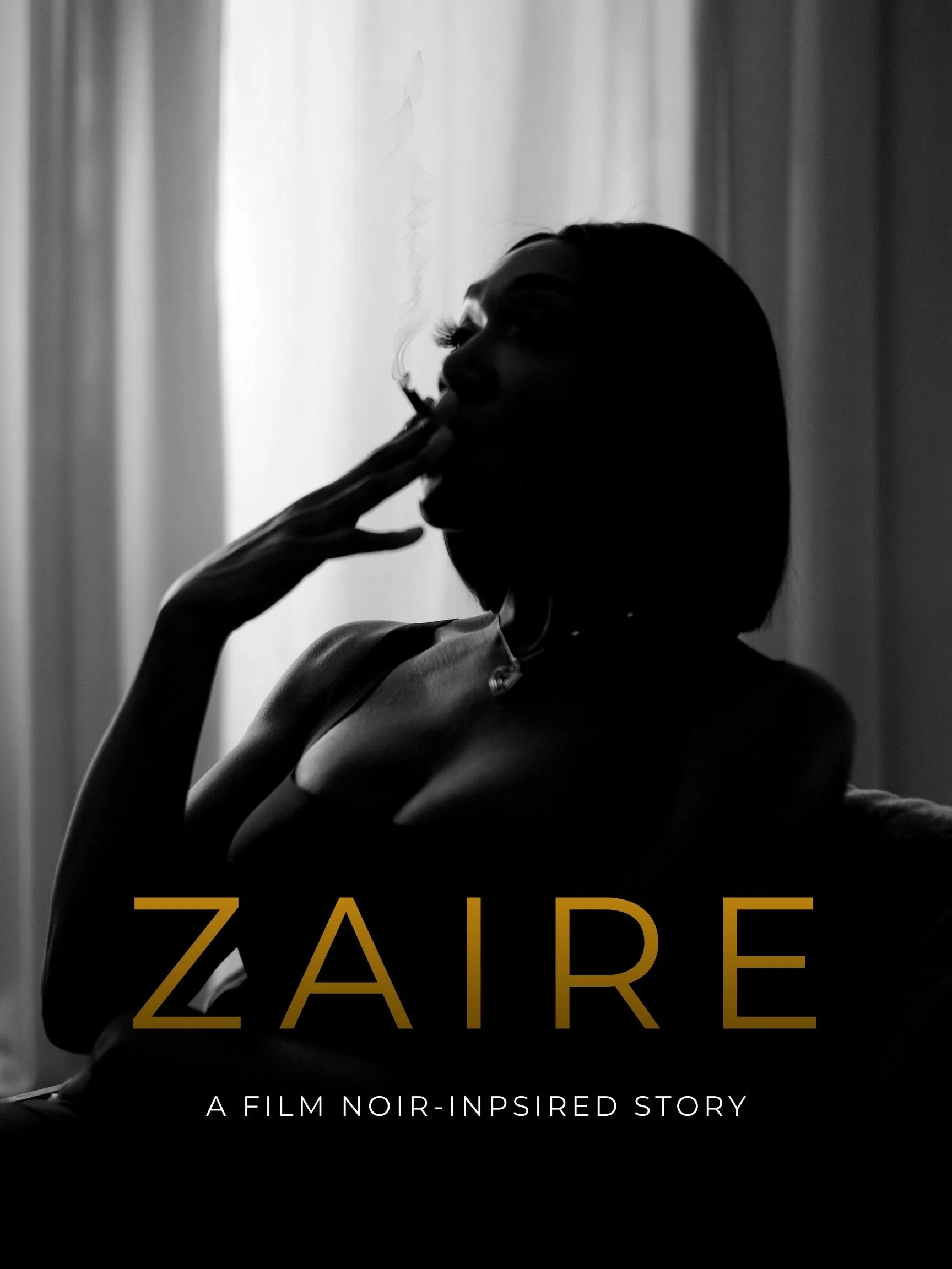 A black and white image of a Black woman smoking a cigarette, sitting comfortably.