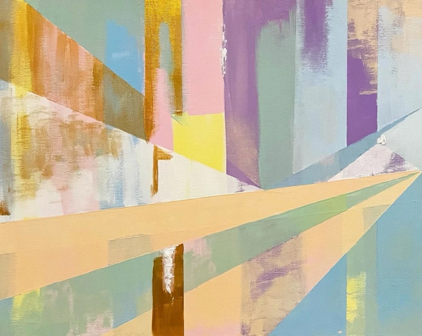 bridge painting, abstract painting, geometrical painting, light art