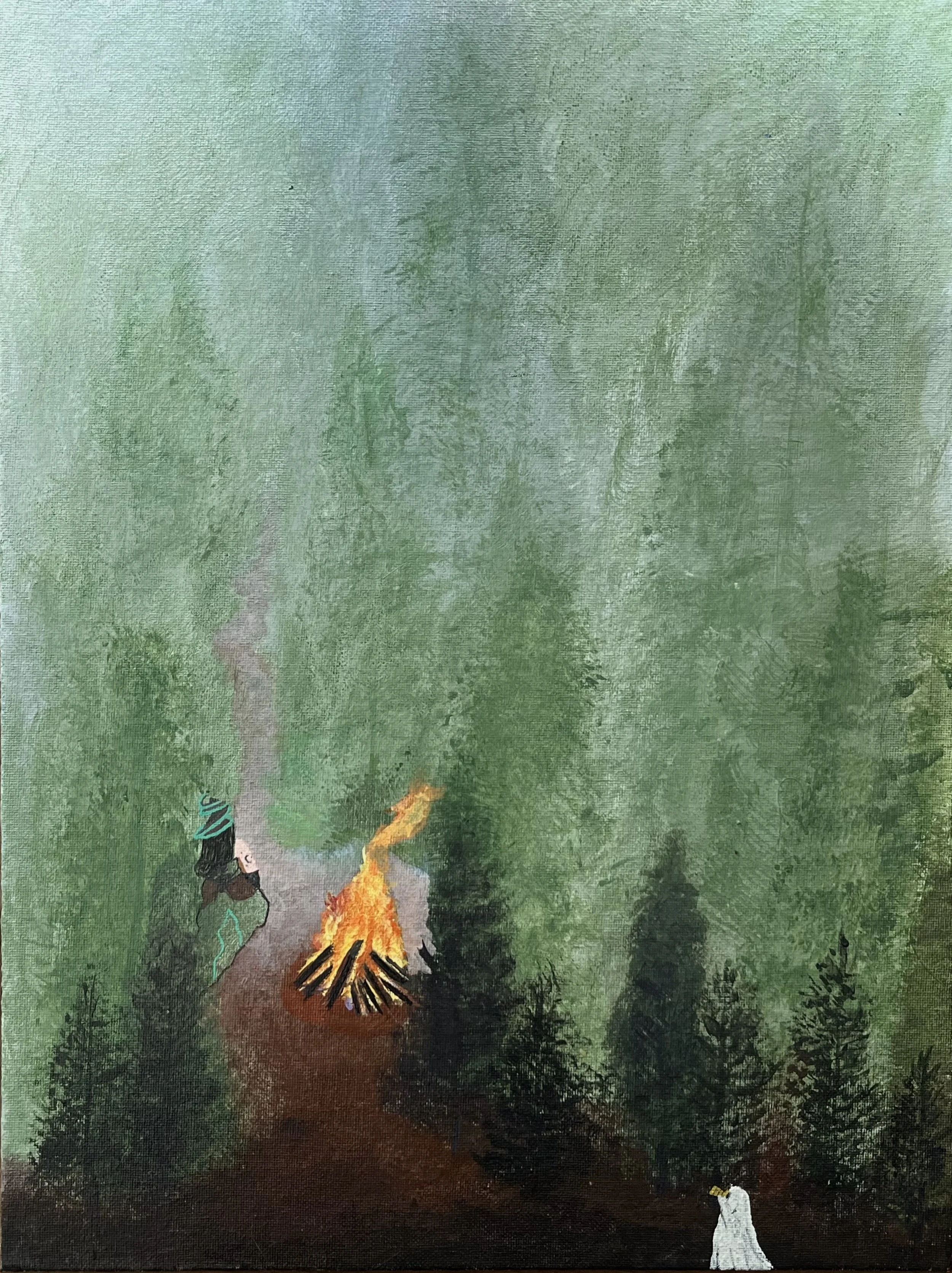 earth witch art, spooky art, halloween art, october art, woods art, into the woods, down the witches road, ghost, ghost art, spooky art