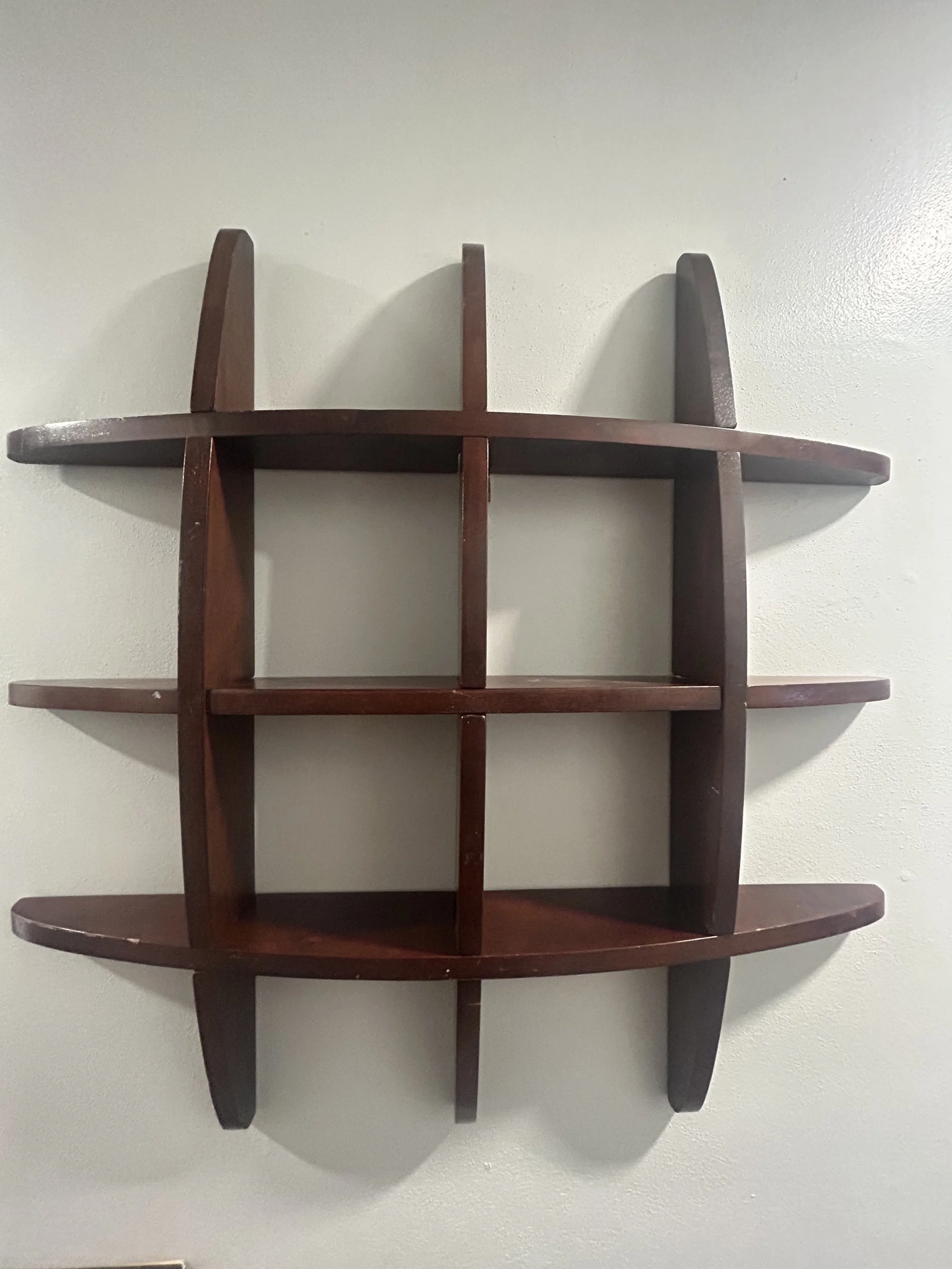 Decorative Wooden Wall Shelf - Grid Design