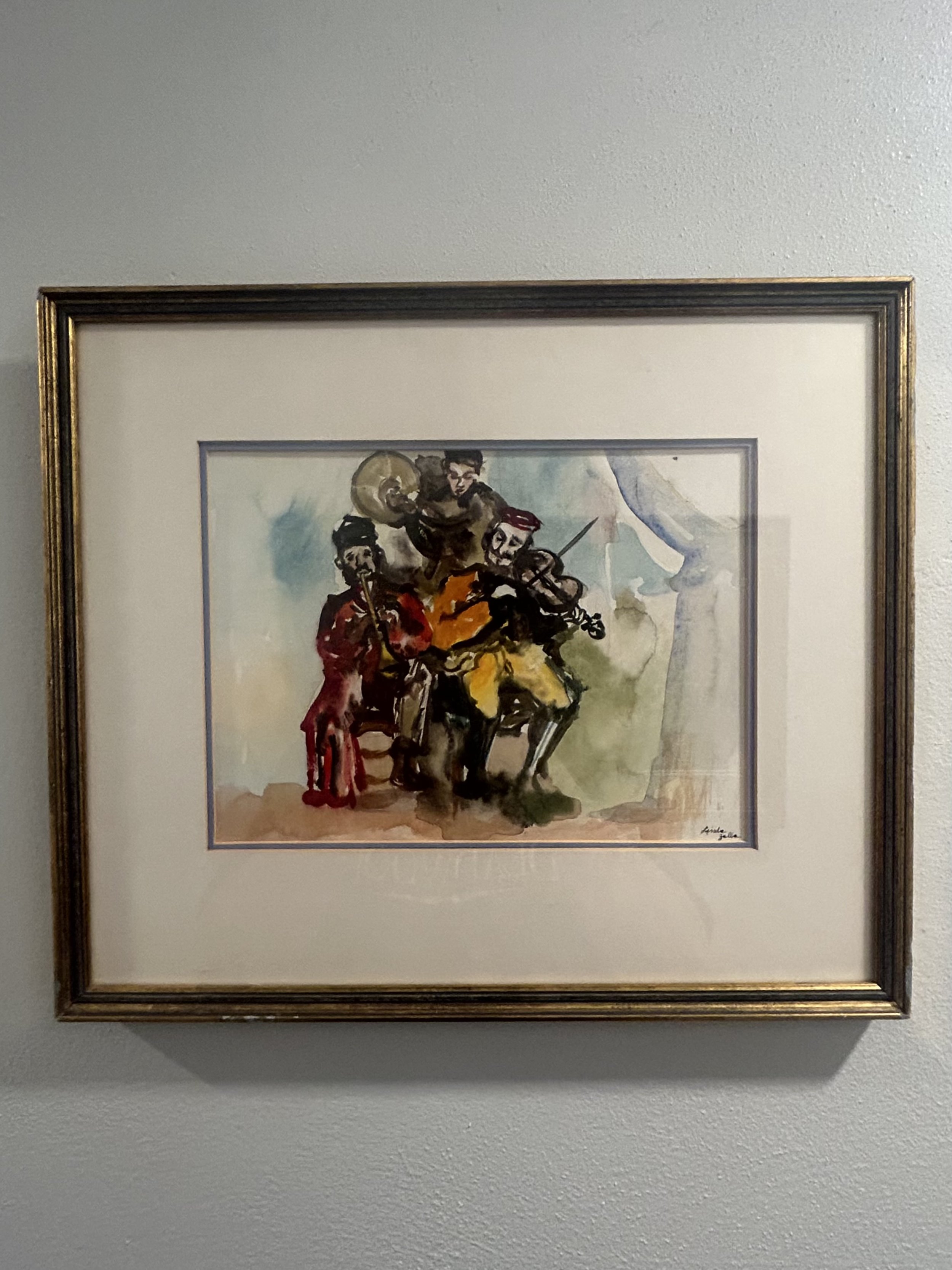 Original Watercolor Painting by Linda Zalla - Expressionist Musician Ensemble