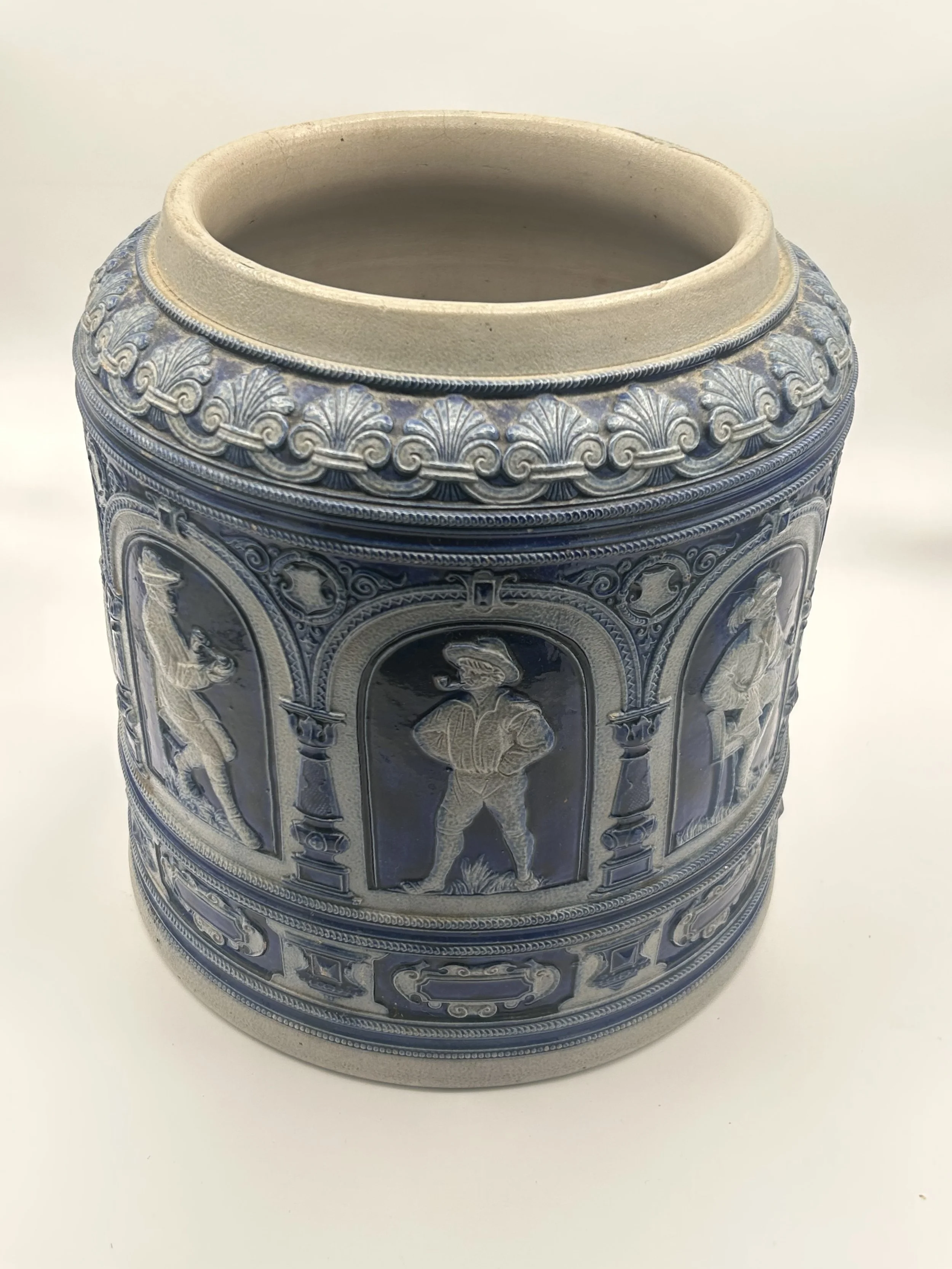 Antique German Westerwald Stoneware Relief Salt Glazed Jar – Renaissance Figures