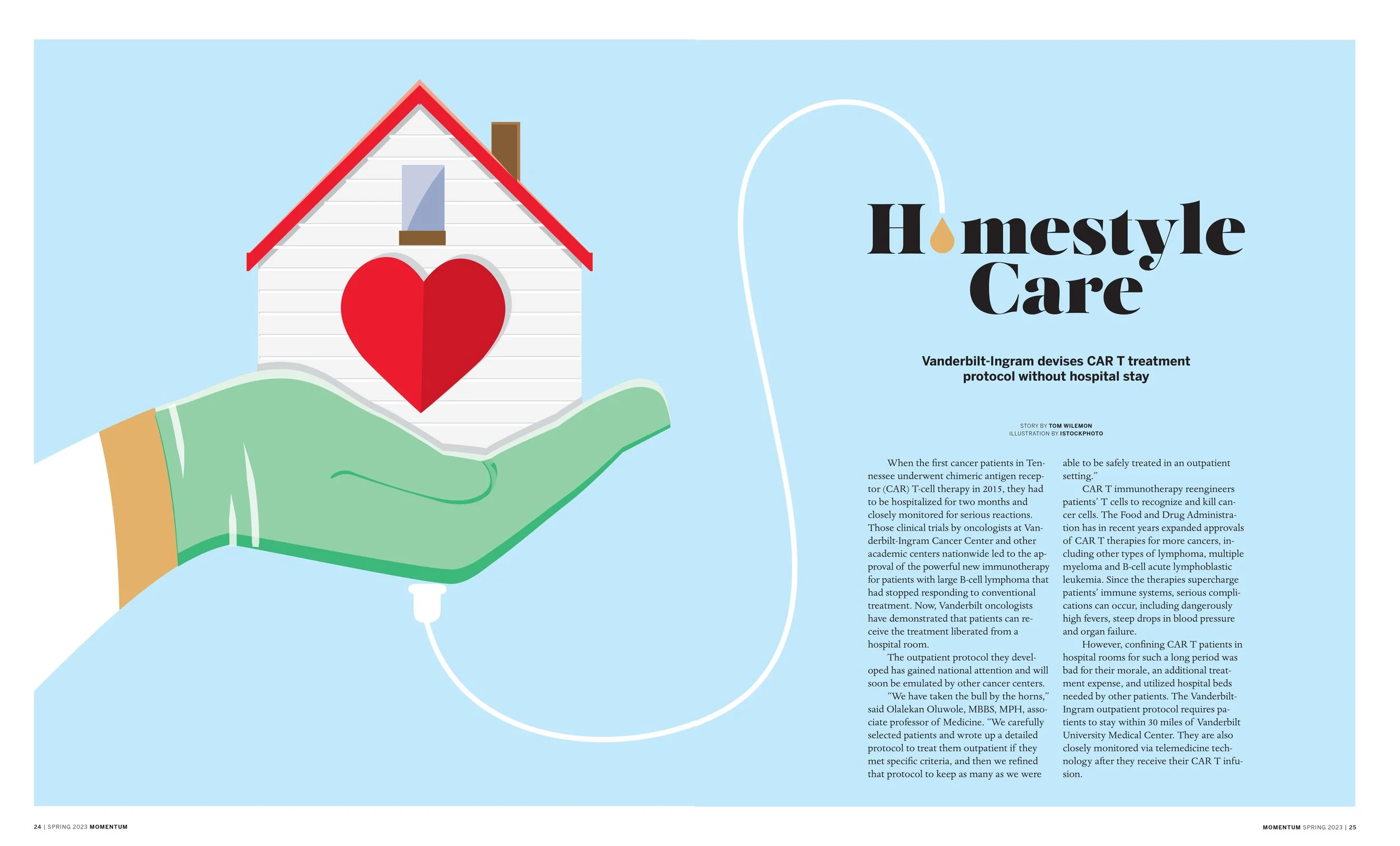 Illustration for story about bringing immunotherapy treatments to patient's homes