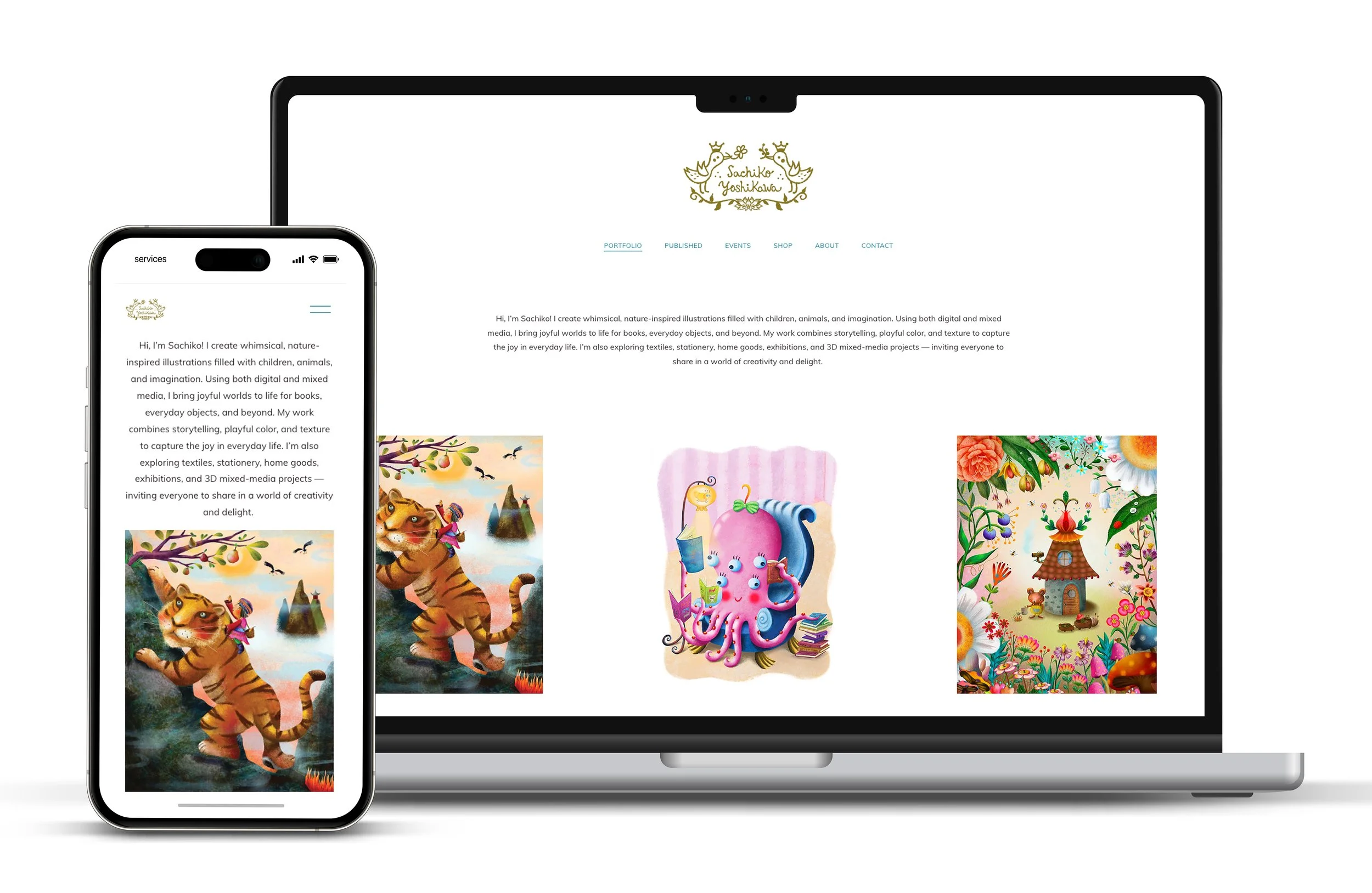 Website for award-winning children's book illustrator. See full site at www.sachikoyoshikawa.com.