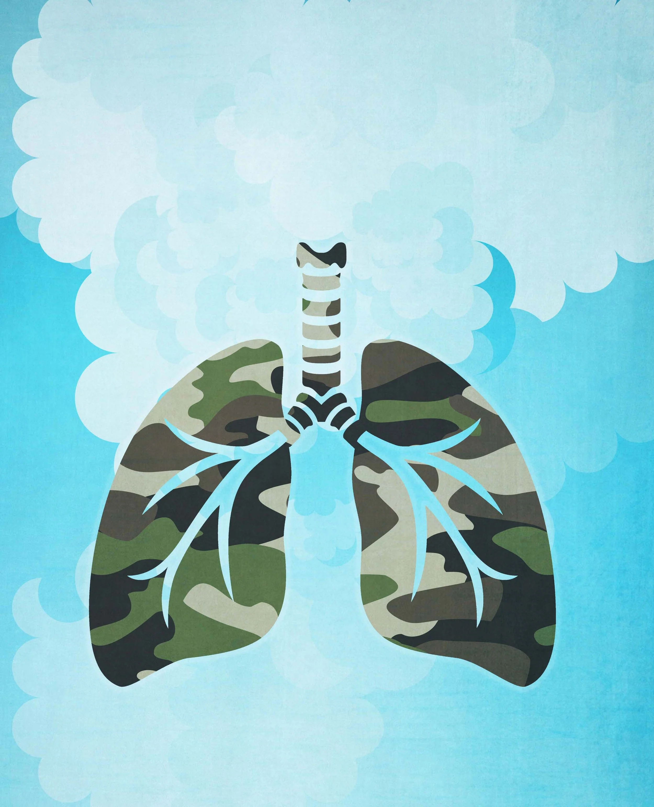 Illustration for a story on lung injuries and veterans