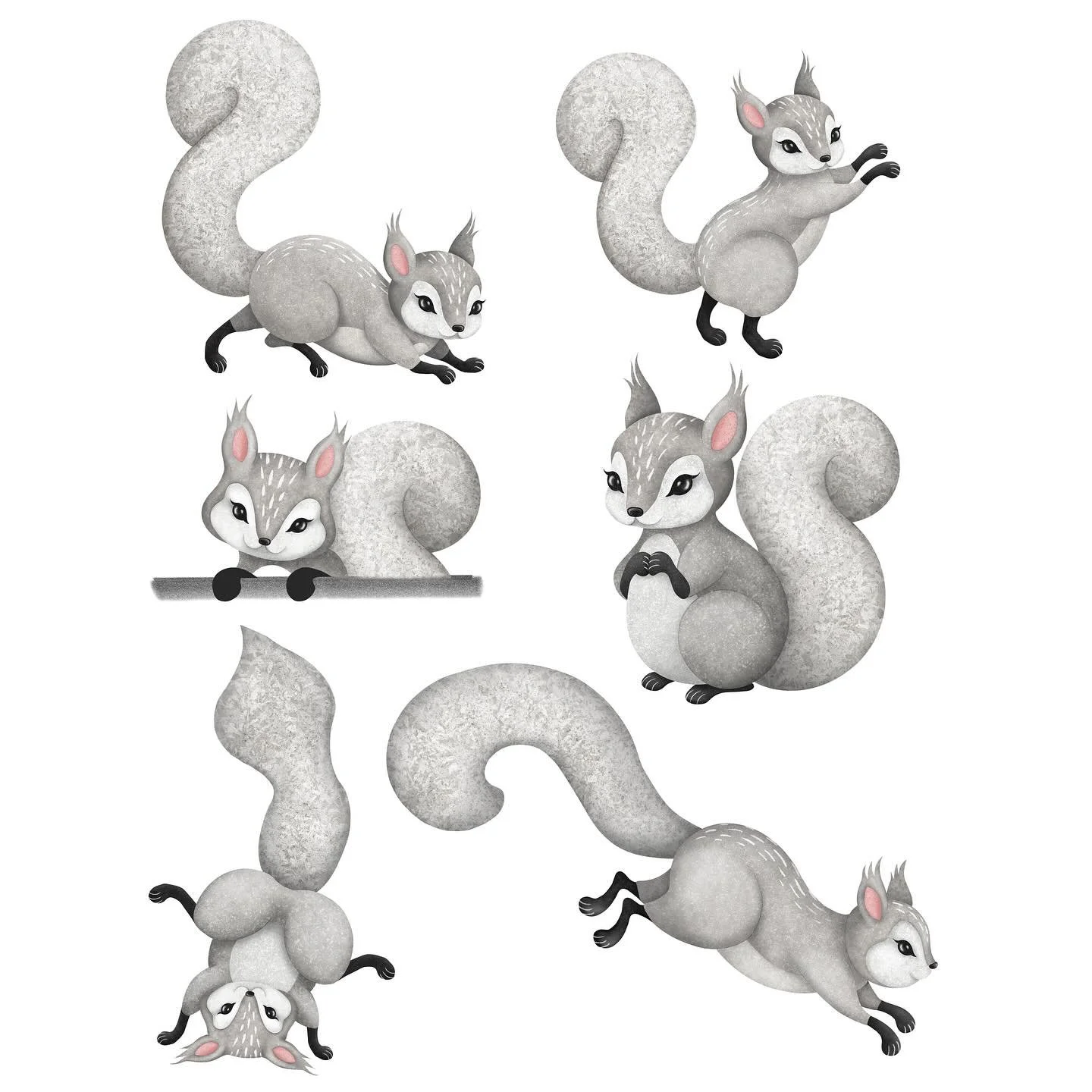 Character development for a sweet little board book about a slightly mischievous squirrel, to teach little ones some things about spatial awareness.

#characterdevelopment #characterillustrations #characterposing ##babybookillustrator #boardbookillus