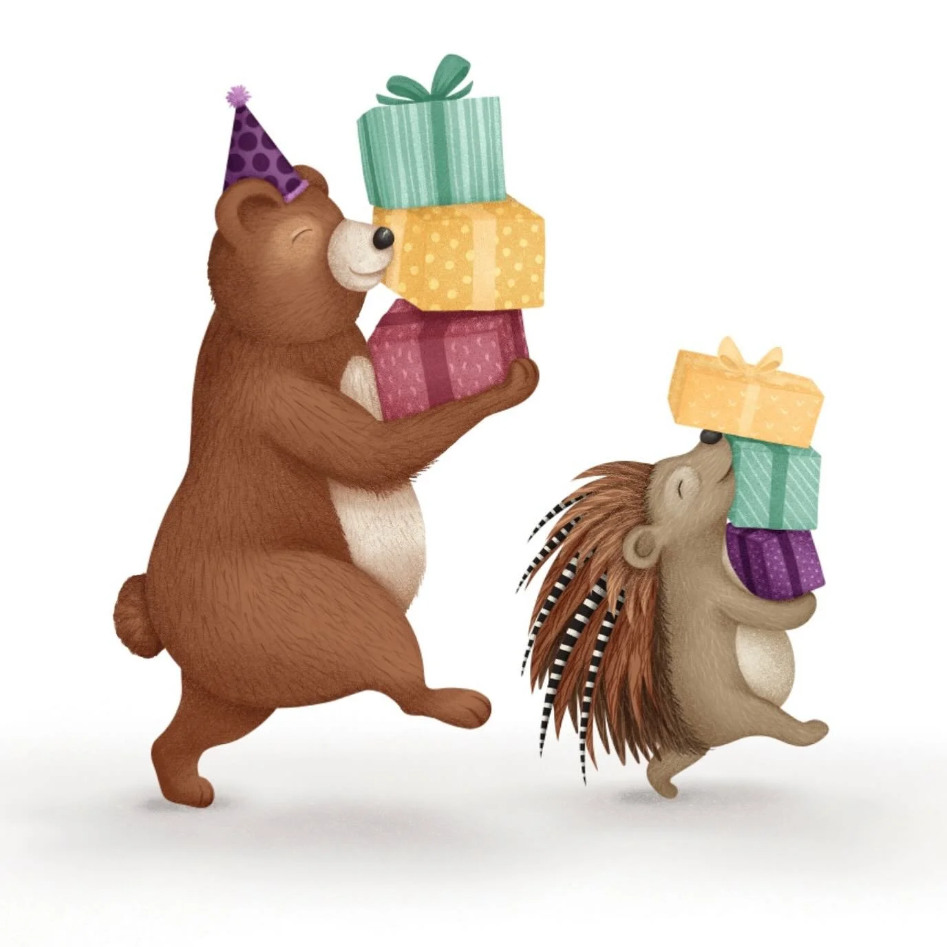 Two little forest friends heading to a birthday bash. Spot illustration for the children&rsquo;s book I&rsquo;ve been fully living in for 4 weeks.

#childrensbookillustrator #picturebookillustration #scbwiillustrators #digitalillustrations #picturebo