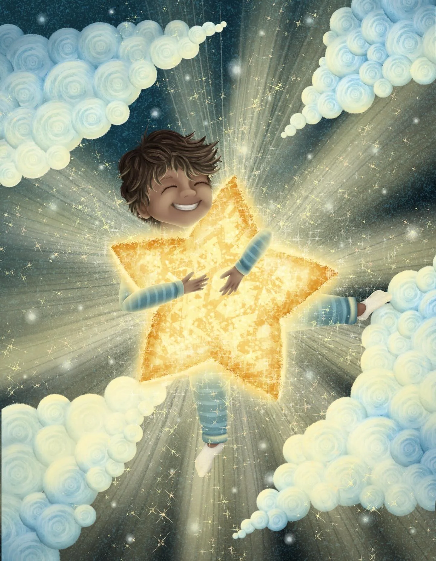 I hope you feel THIS good today! ✨✨✨
A boy and his star ⭐️ new illustration for a children&rsquo;s book about a boy and a star.