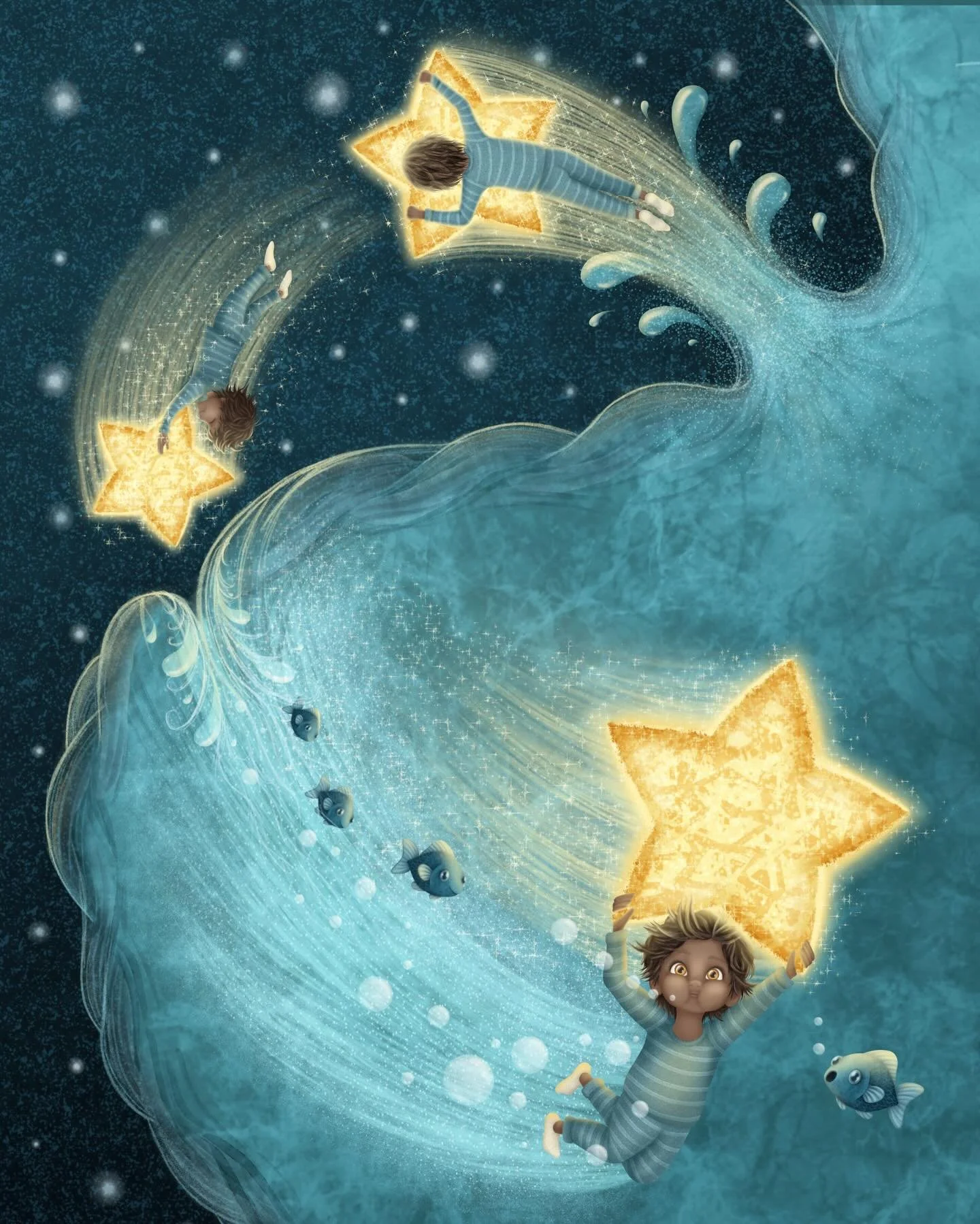 Another page for a new children&rsquo;s book, hand-illustrated in Adobe Fresco ✨this kid is having a really magical adventure, and therefore so am I ✍🏻✨✨