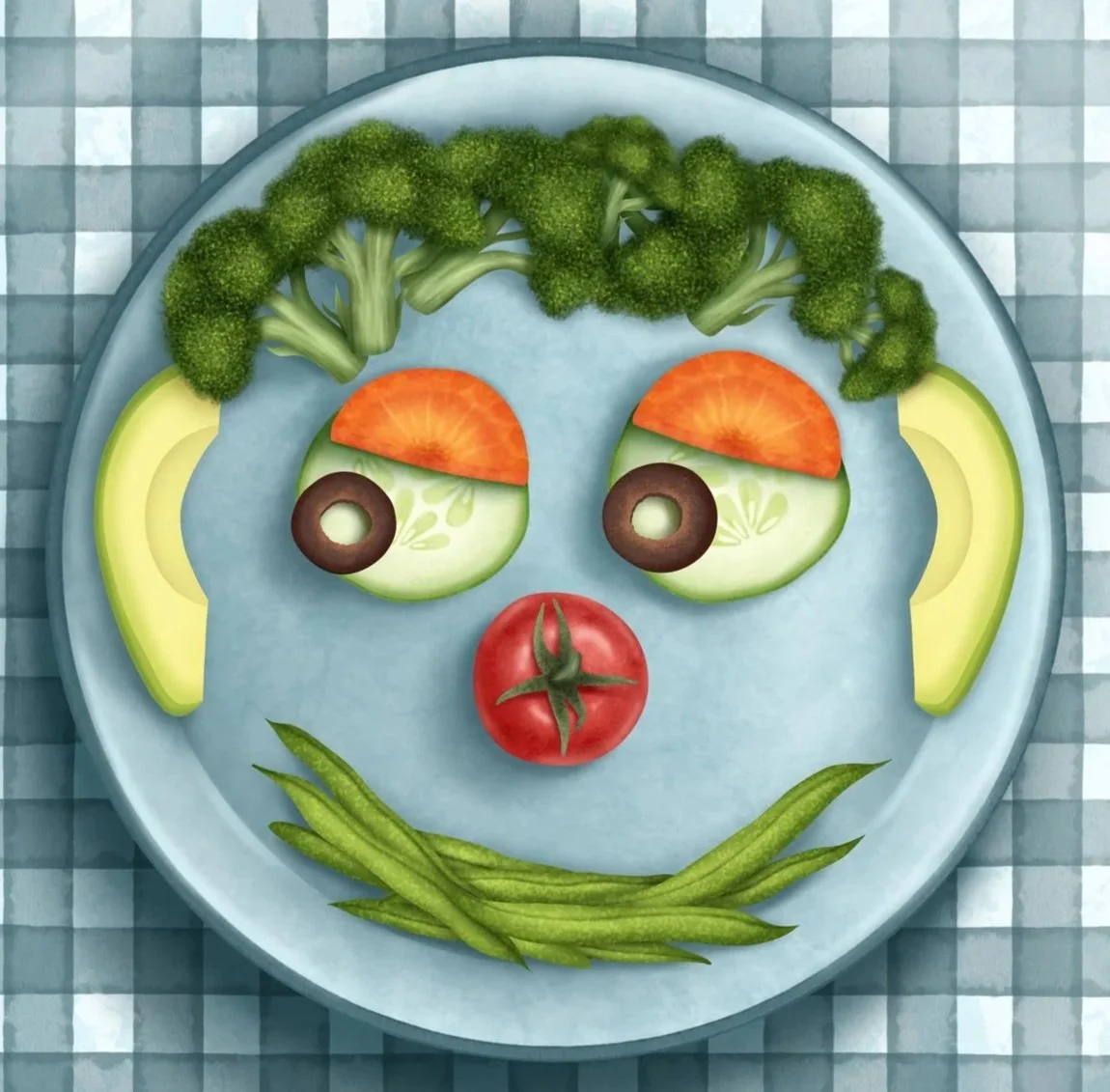 ©Indie Bloom Illustration | Vegetables make a happy face on the plate