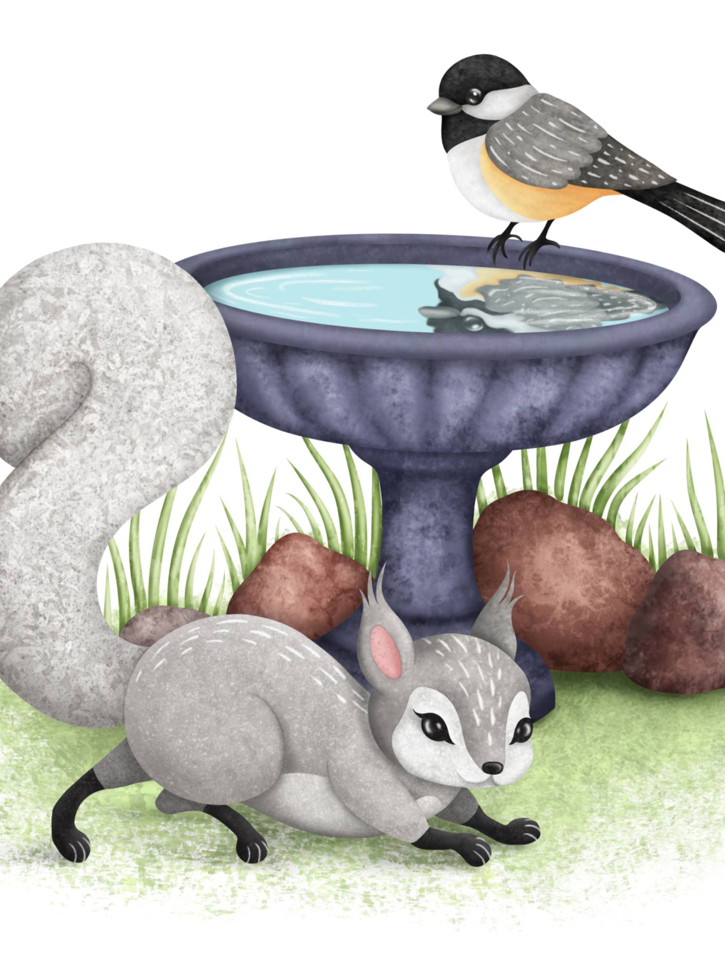 ©Indie Bloom Illustration | Squirrel in the Yard sample illustration