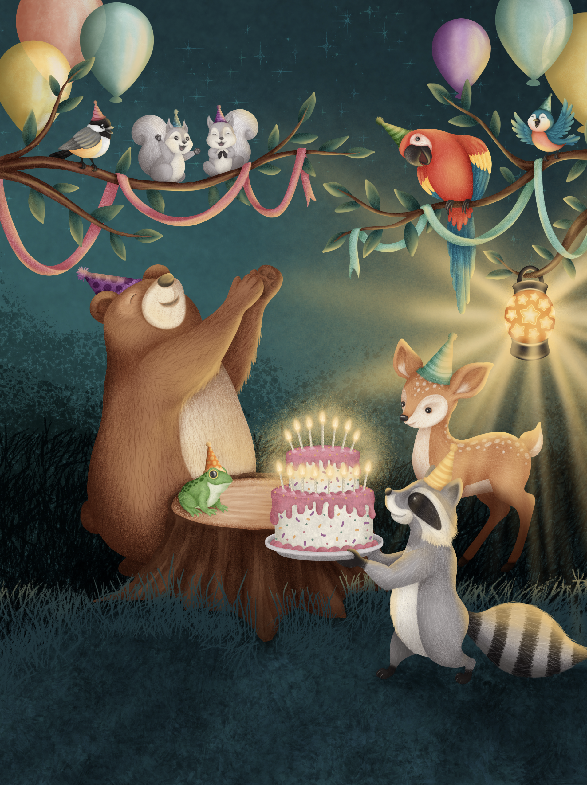 © Indie Bloom | Forest Friends Birthday Bash Illustration