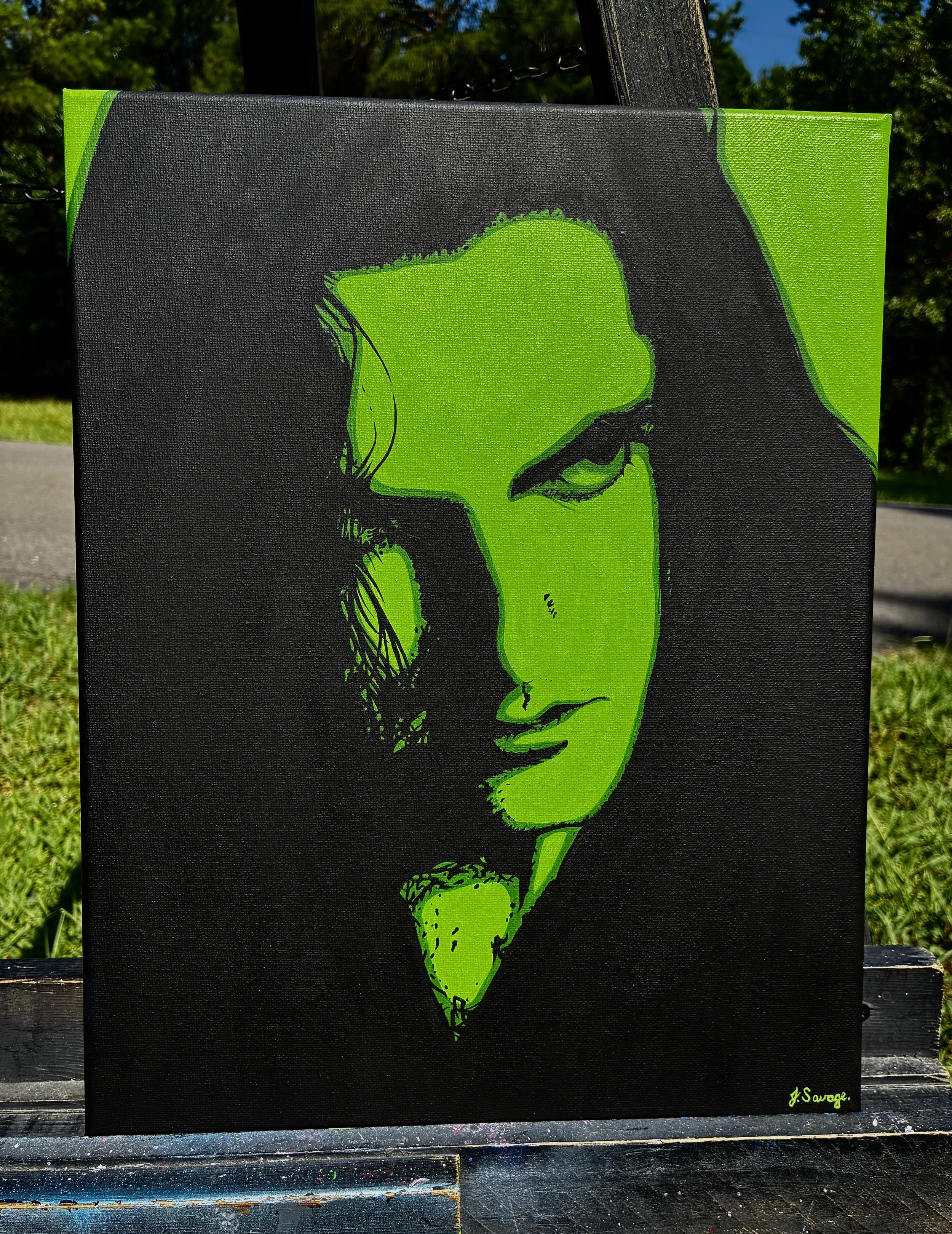 "The Green Man", Original Acrylic Painting Portrait of Peter Steele