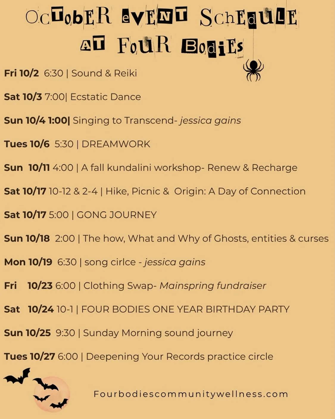 Pull out your magnifying glass! It was hard to fit all these on one flyer. There are still some events that are not listed, including our Wednesday monthly programming-

10/7 | circle women
10/14 | book club
10/28 | film club
Every Wednesday | commun