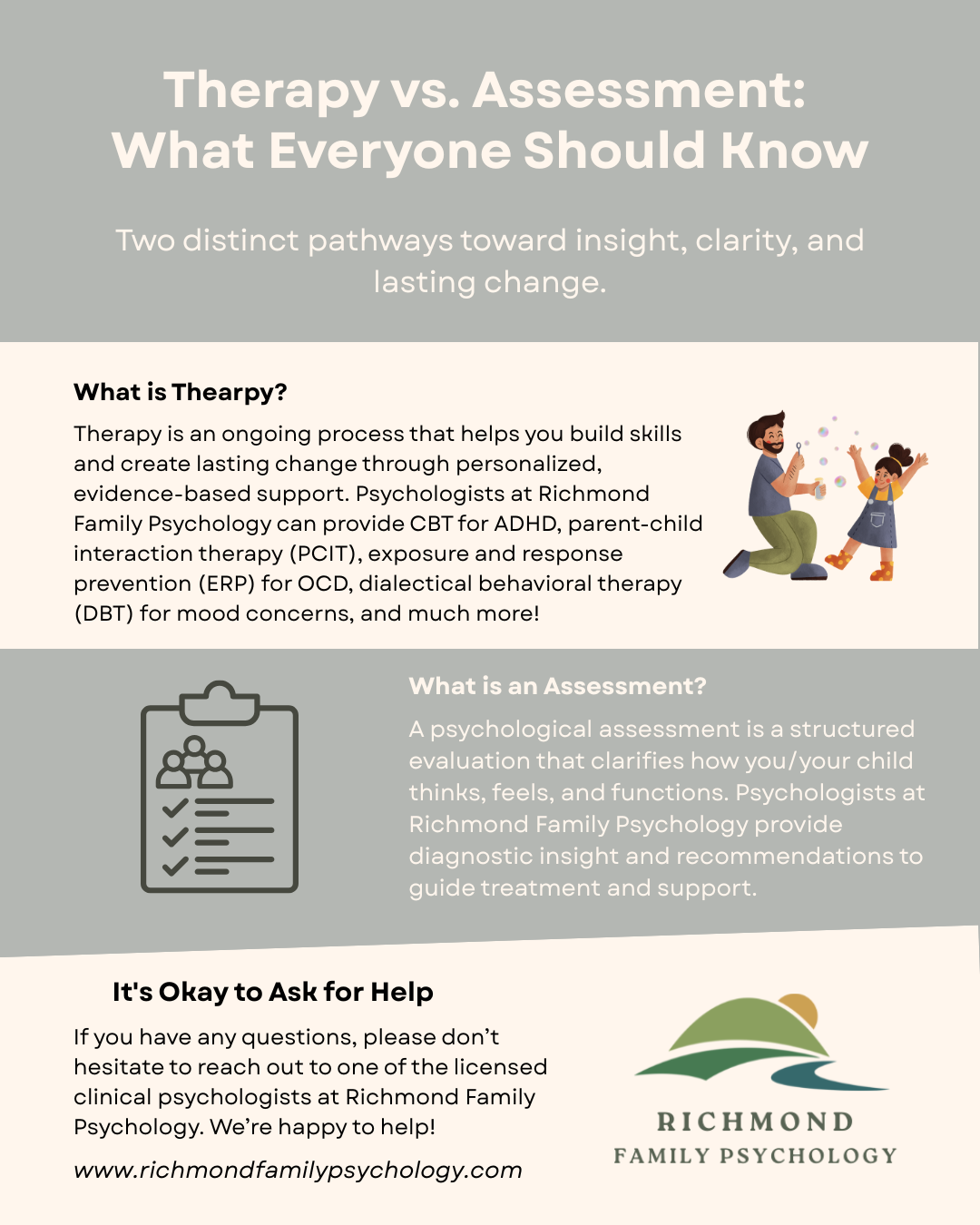 What is the difference between therapy and assessment?