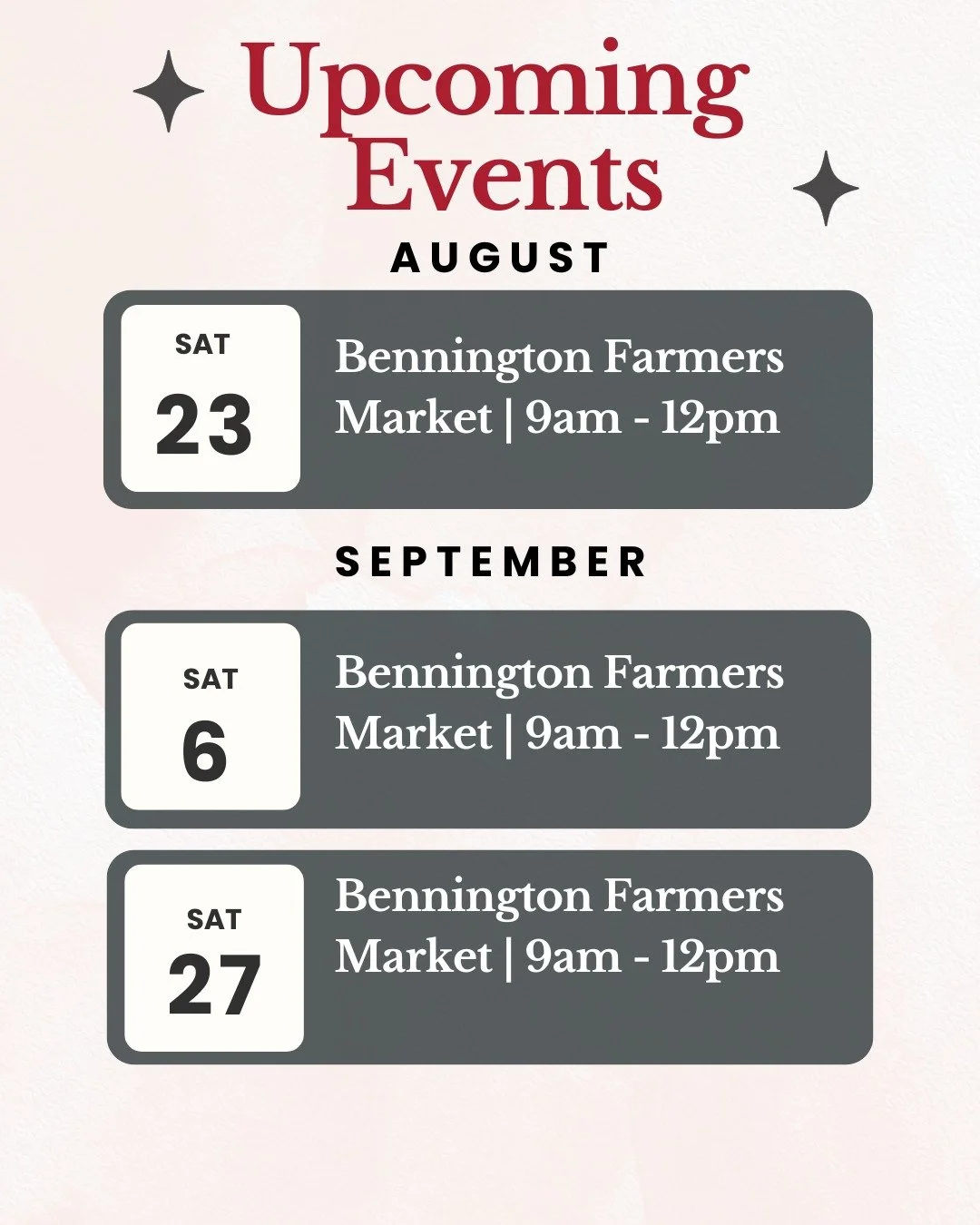 ✨ Rosie Ruth is headed to the Bennington Farmers Market this August and September!

Permanent jewelry, radiant bangles, and unique pieces that will glow up any outfit &mdash; come find your sparkle ✨💫

#RosieRuth #BenningtonFarmersMarket #PermanentJ