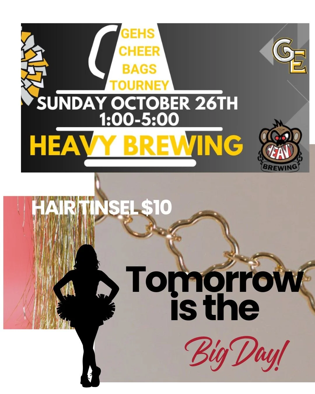 ✨ We&rsquo;re so excited to love on some Gretna East Cheerleaders tomorrow at Heavy Brewing! 💛💚 Come hang with us from 1&ndash;5pm &mdash; we&rsquo;ll be bringing all the sparkle ✨

💎 Build your permanent jewelry stack
💫 Add a birthstone bracelet