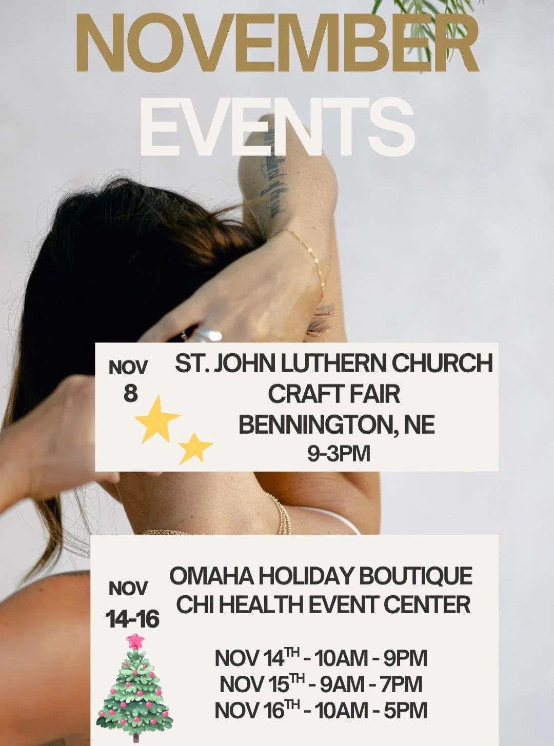 ✨ NOVEMBER EVENT LINEUP ✨

We&rsquo;re kicking things off on November 8th at the St. John Lutheran Church Craft Fair in Bennington, NE from 9AM&ndash;3PM! 🛍️ Come shop local and snag something shiny &mdash; it&rsquo;s the perfect way to start the ho