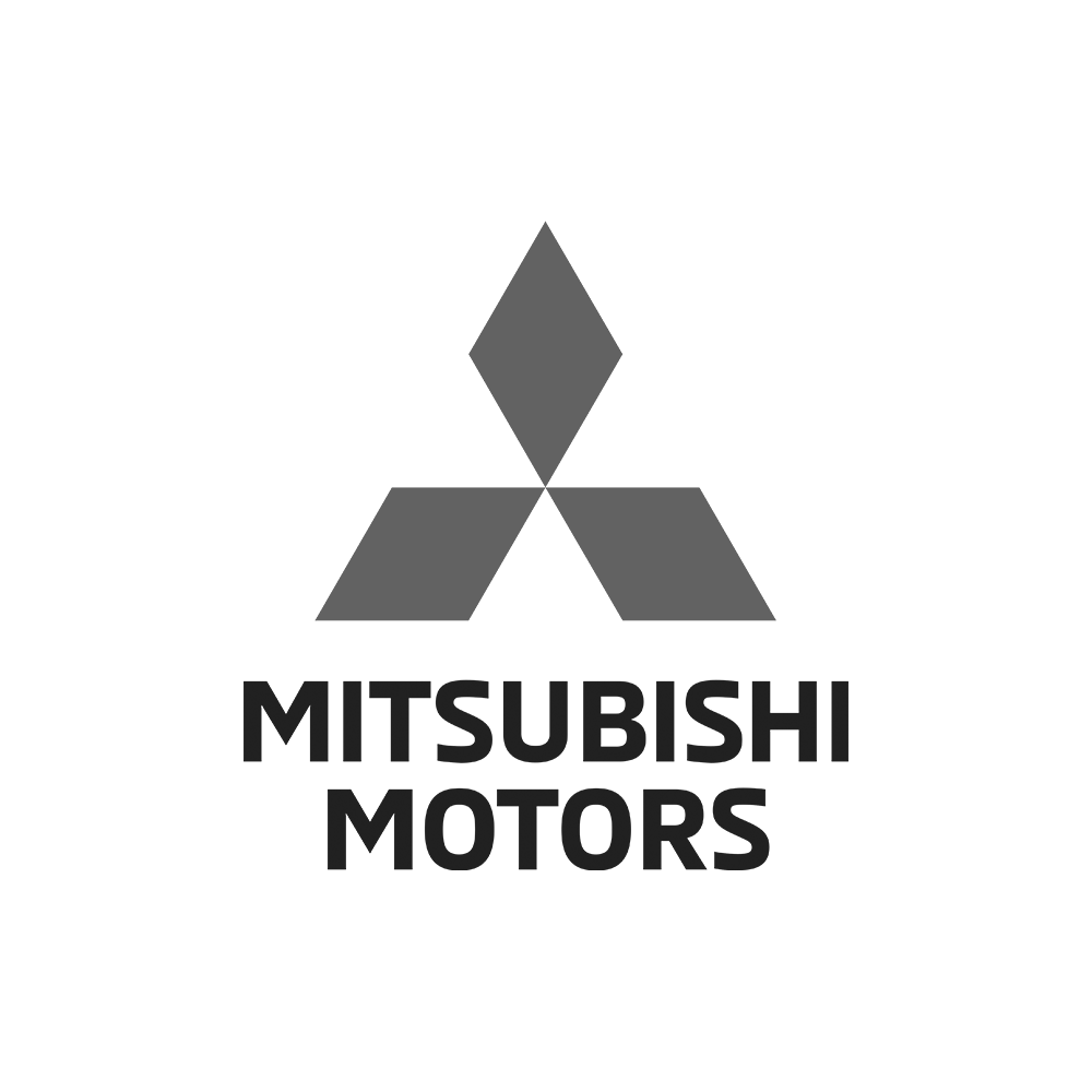 Logo en noir et blanc de Mitsubishi Motors avec le texte « MITSUBISHI MOTORS » en dessous.