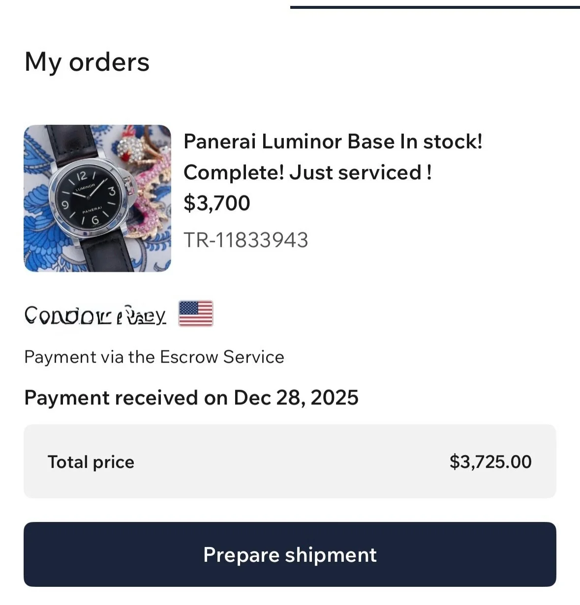 Another one sold Pam00112! 
Absolutely beautiful watch and was just serviced!