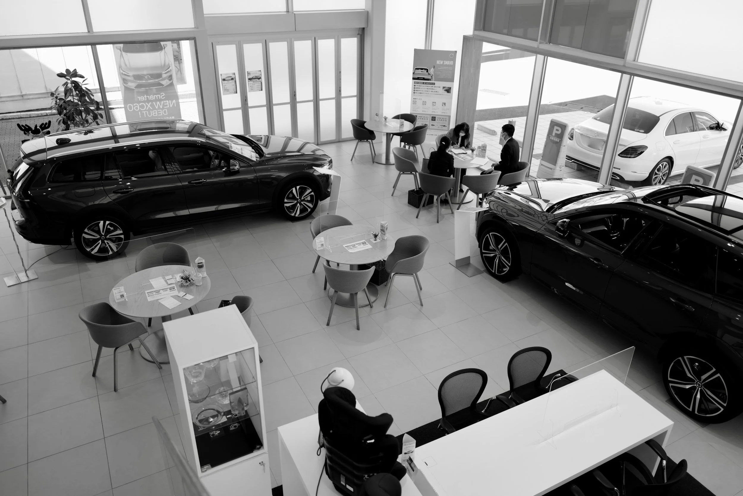 inside car dealership